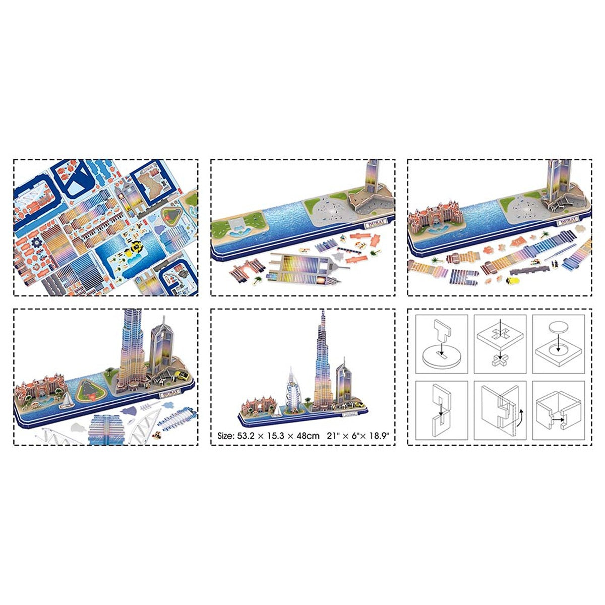 CUBICF 3D-PUZZLE-LED-CITY-LINE-DUBAI-182PCS-BO