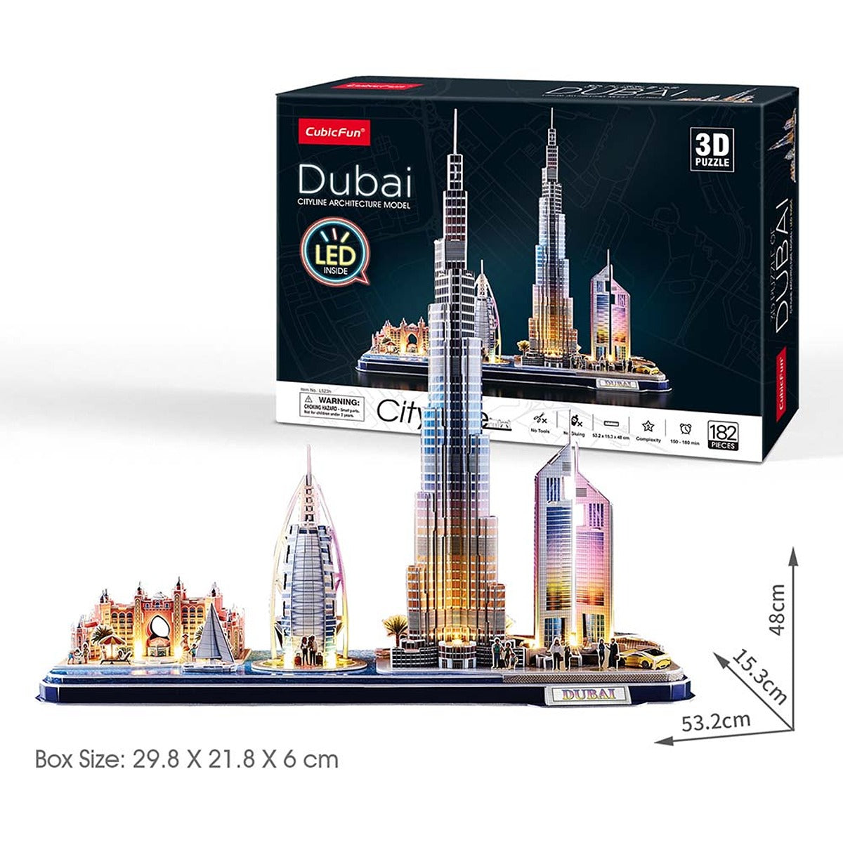 CUBICF 3D-PUZZLE-LED-CITY-LINE-DUBAI-182PCS-BO