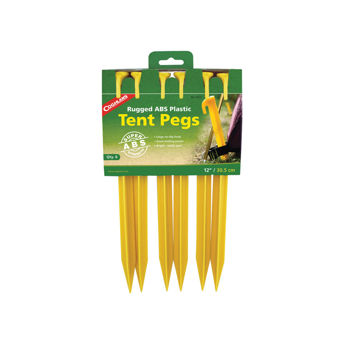 Coghlans 12 inch Abs Tent Pegs - Pkg Of 6.