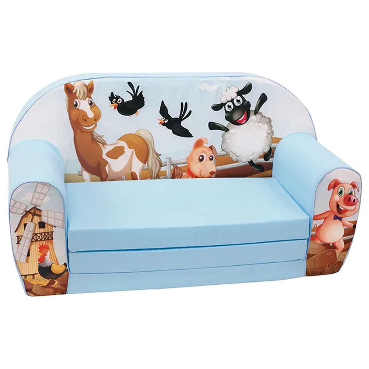 Delsit Delsit Sofa Bed- Farm Animal Blue-Sky Blue