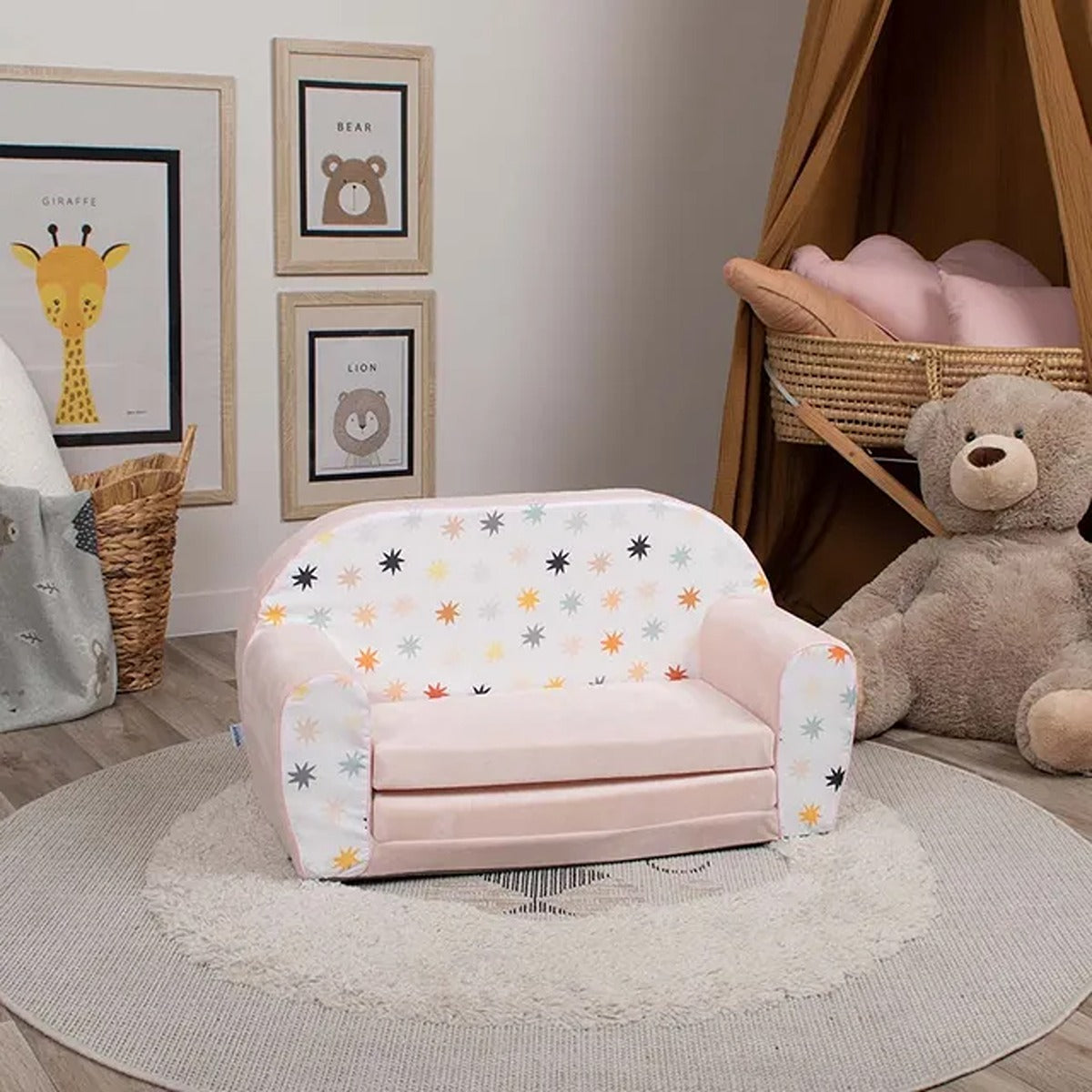 Delsit Delsit Double Sofa Stars On Chenille Pink