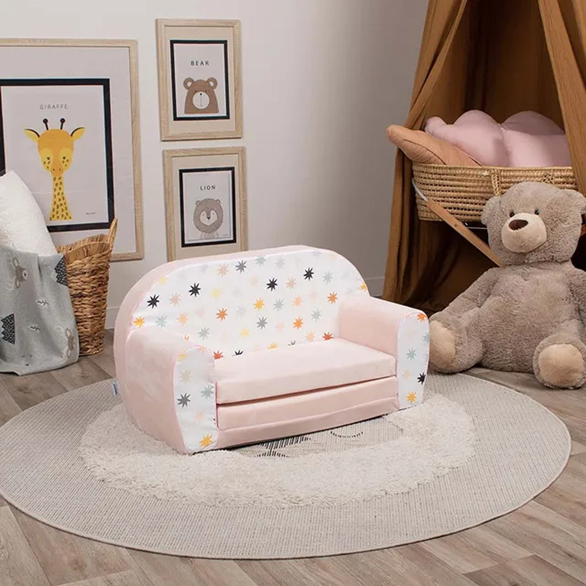 Delsit Delsit Double Sofa Stars On Chenille Pink