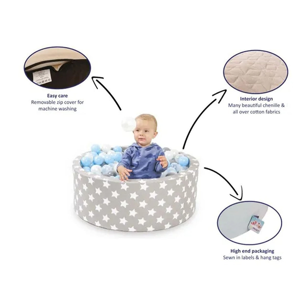 Delsit Dry Pool - Grey With White Stars