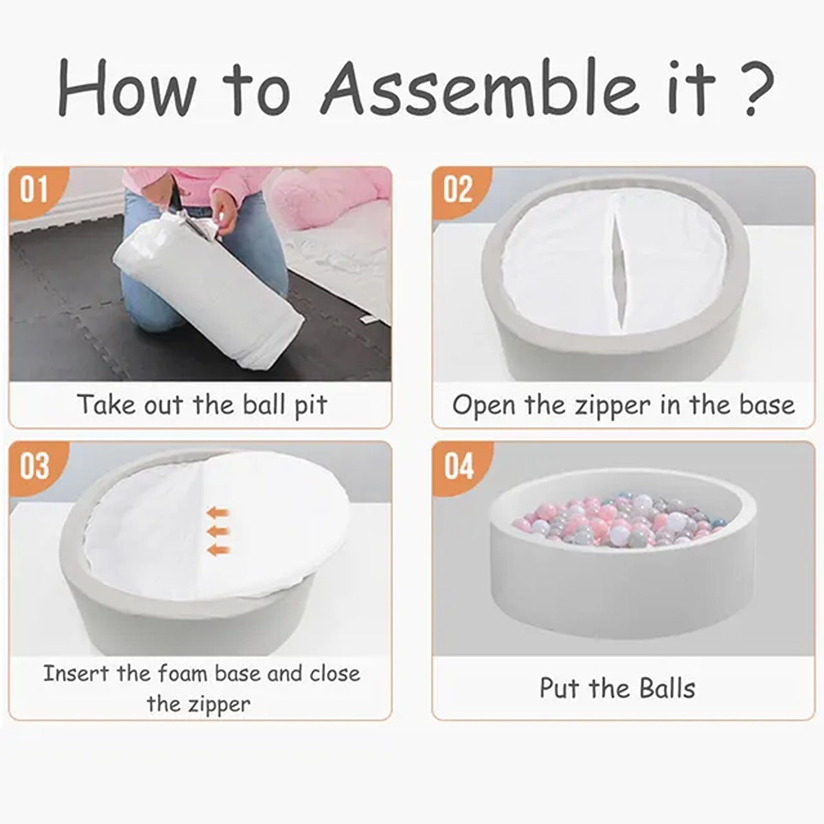 Delsit Delsit Dry Pool Grey Melange Chenille-Velour +200 Pcs Plastic Balls