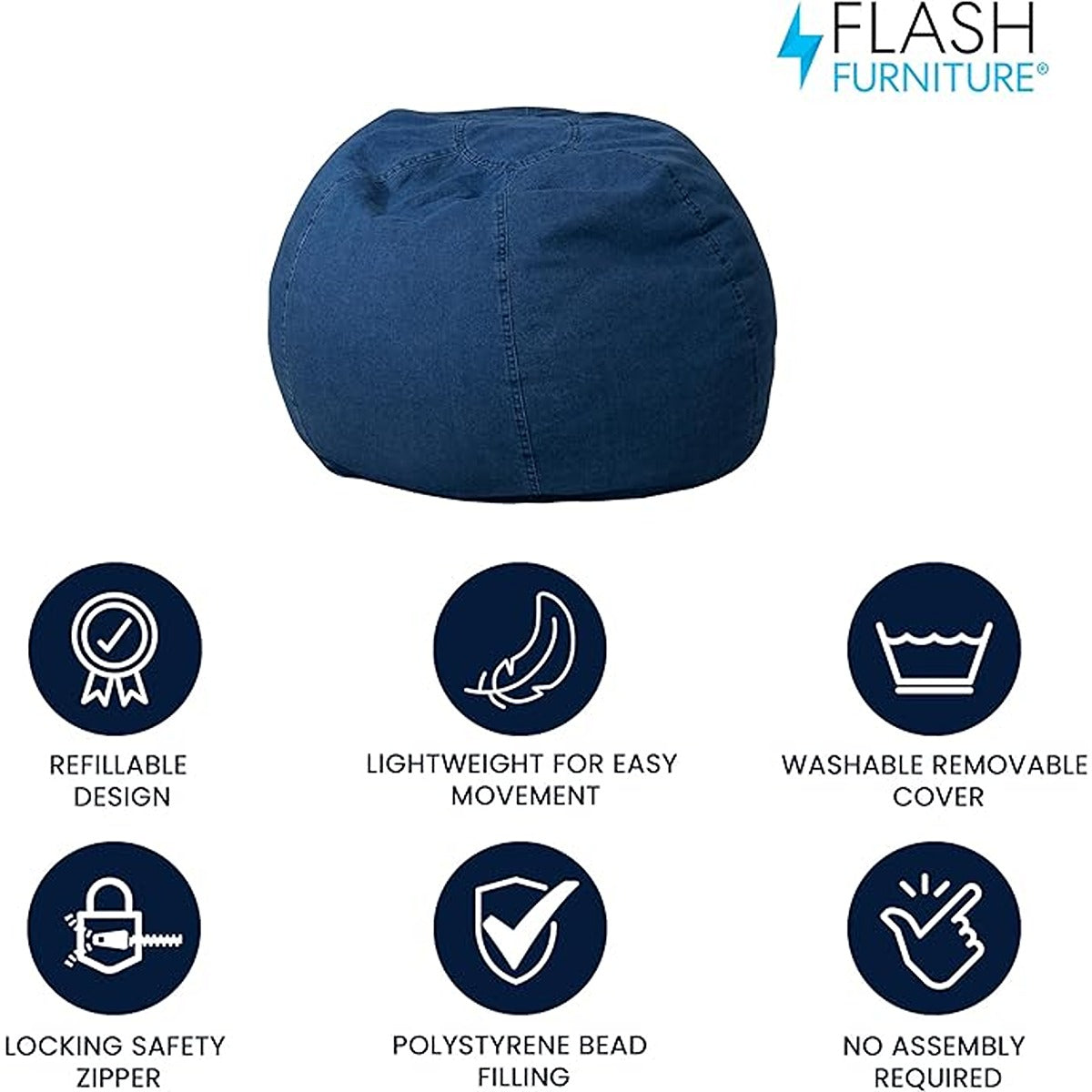 Delsit Bean Chair - Grey With White Stars