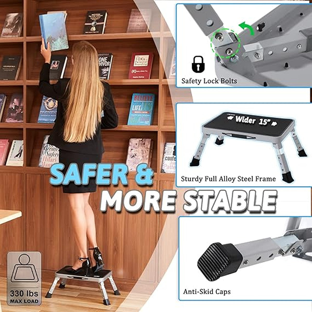 Ifam Foldable 3-Level Step Stool (White)