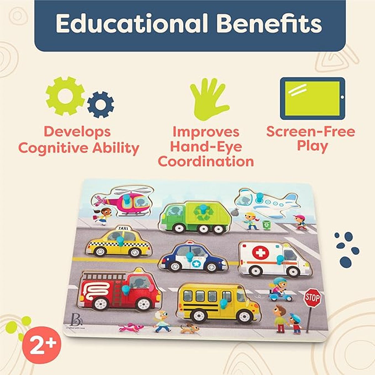 Lelin Transports Peg Puzzle - Big Size