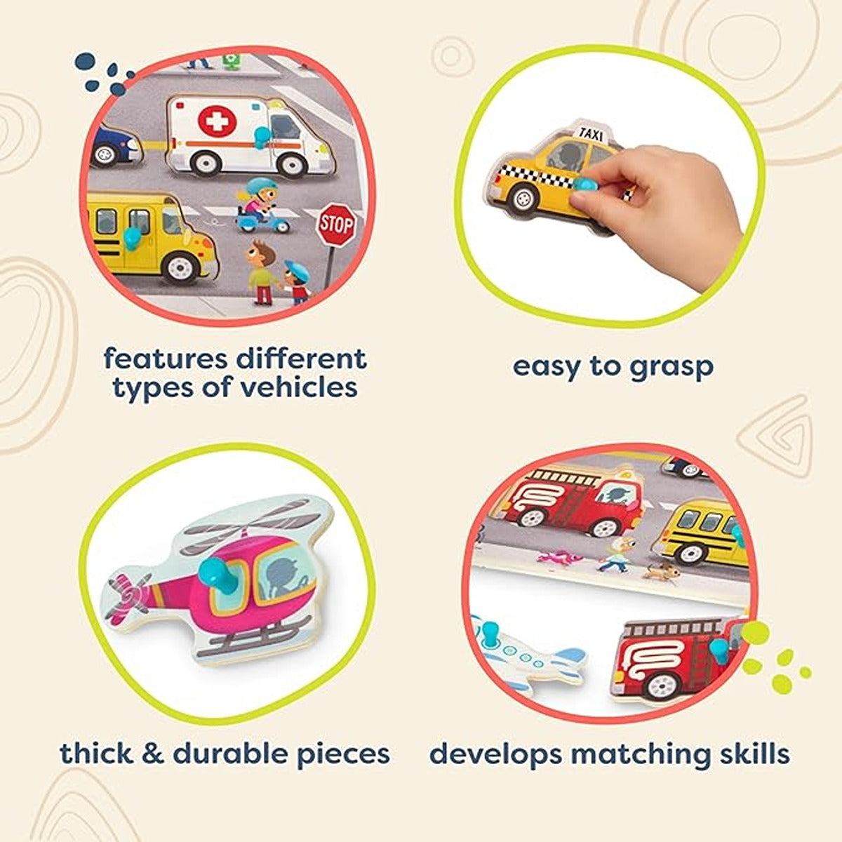 Lelin Transports Peg Puzzle - Big Size