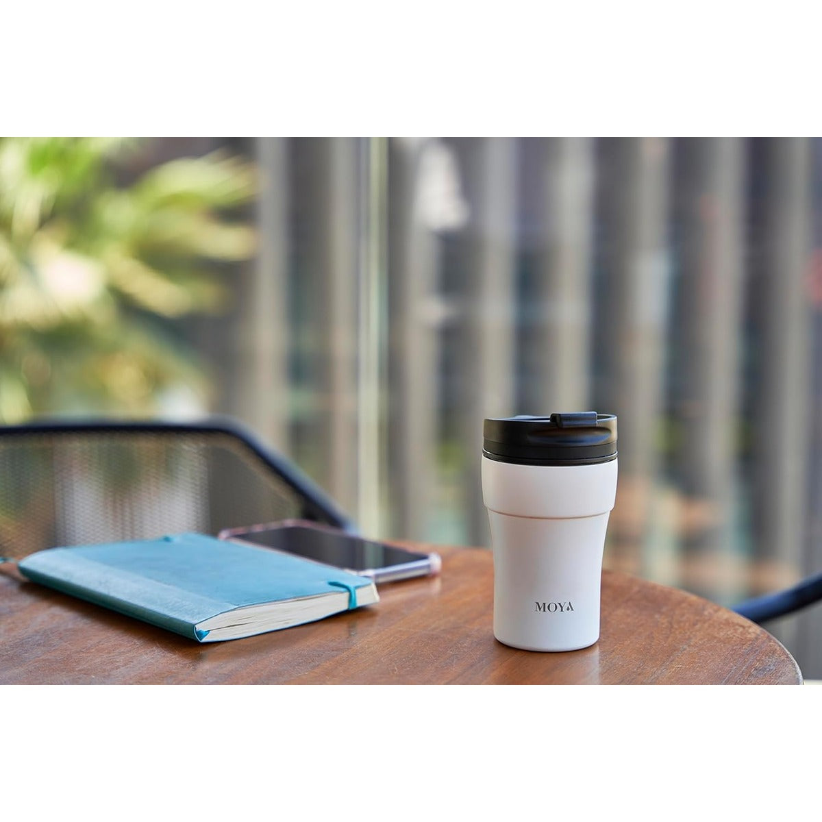 Moya Moya  Low Tide  250ml Travel Coffee Mug Black-Coral