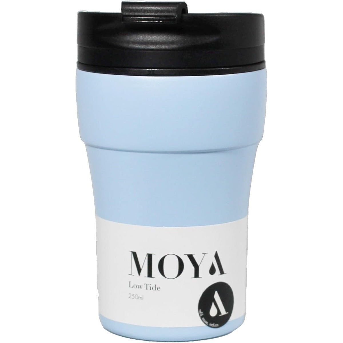 Moya Moya  Low Tide  250ml Travel Coffee Mug Black-Powder Blue