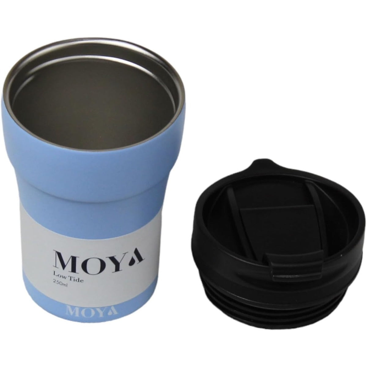 Moya Moya  Low Tide  250ml Travel Coffee Mug Black-Powder Blue