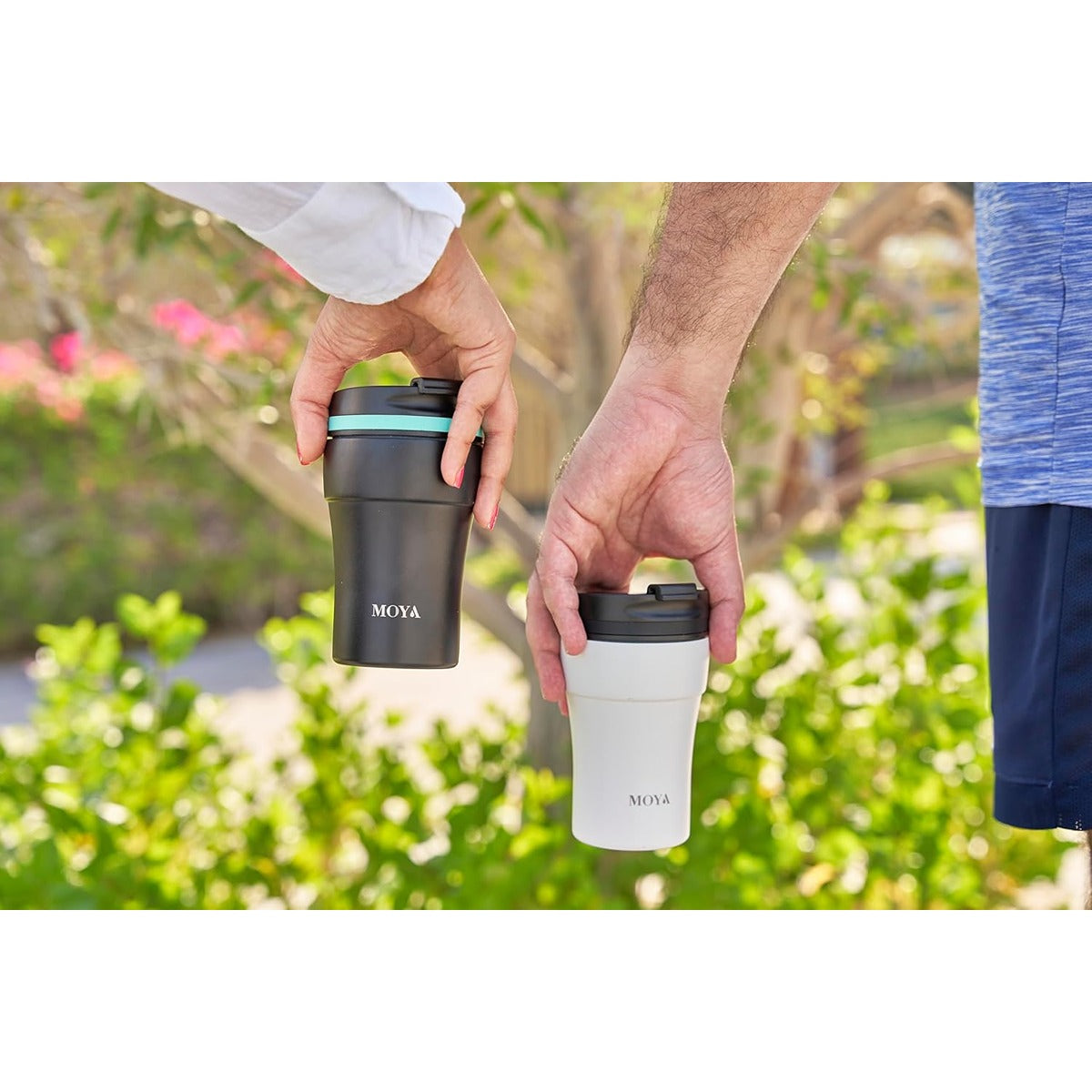 Moya Moya  Low Tide  250ml Travel Coffee Mug Black-Powder Blue