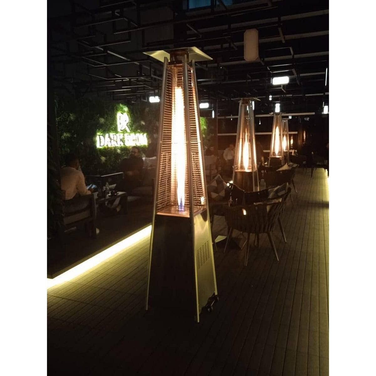 pure heat PureHeat Pyramid Style Gas Patio Heater In Stainless Steel with wheels