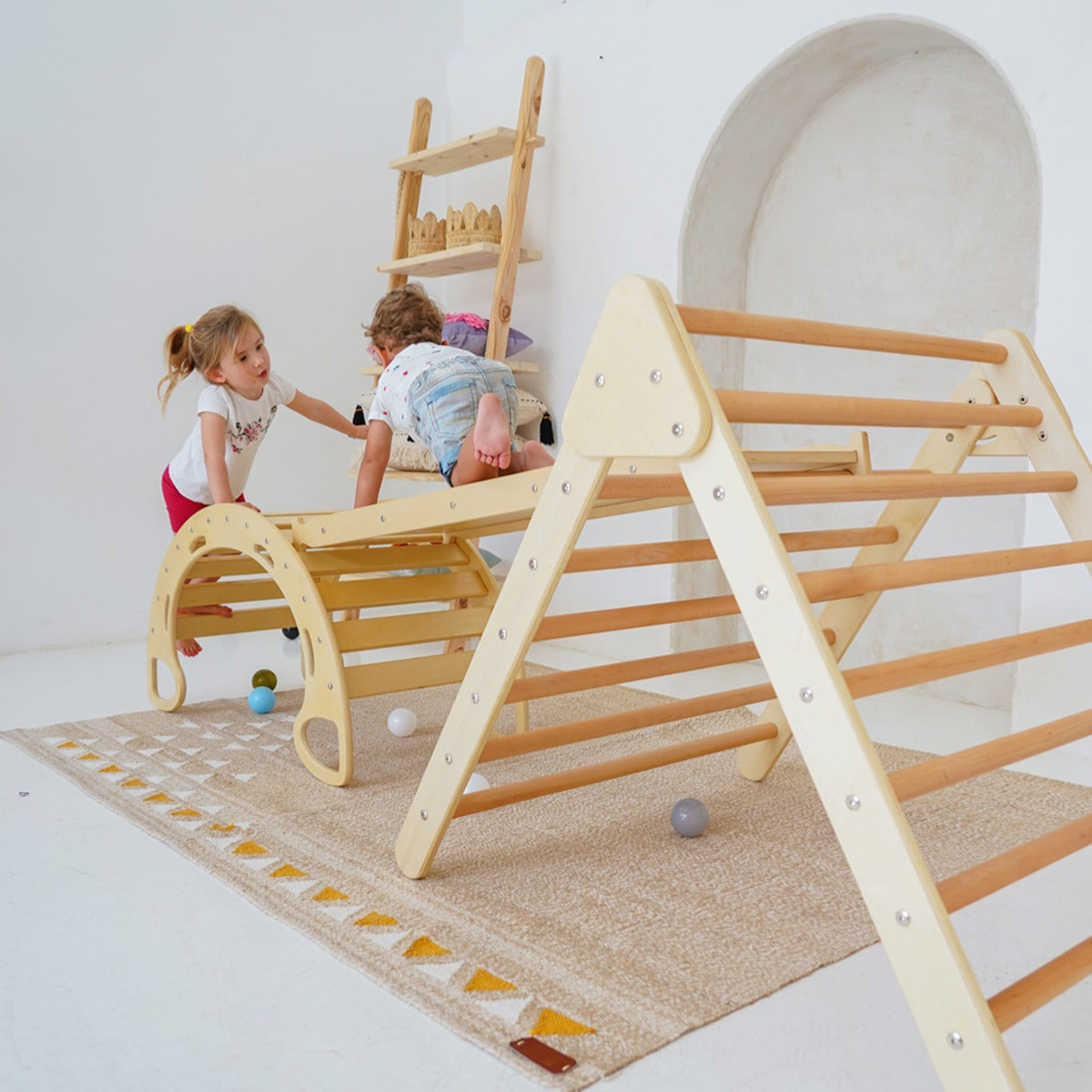 Ezzro Large Toddler Climbing Set - Natural