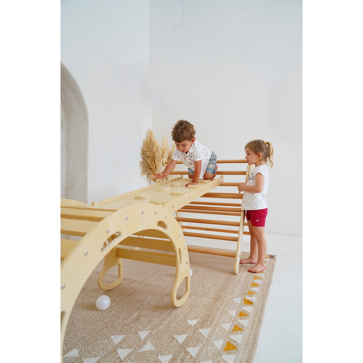 Ezzro Large Toddler Climbing Set - Natural