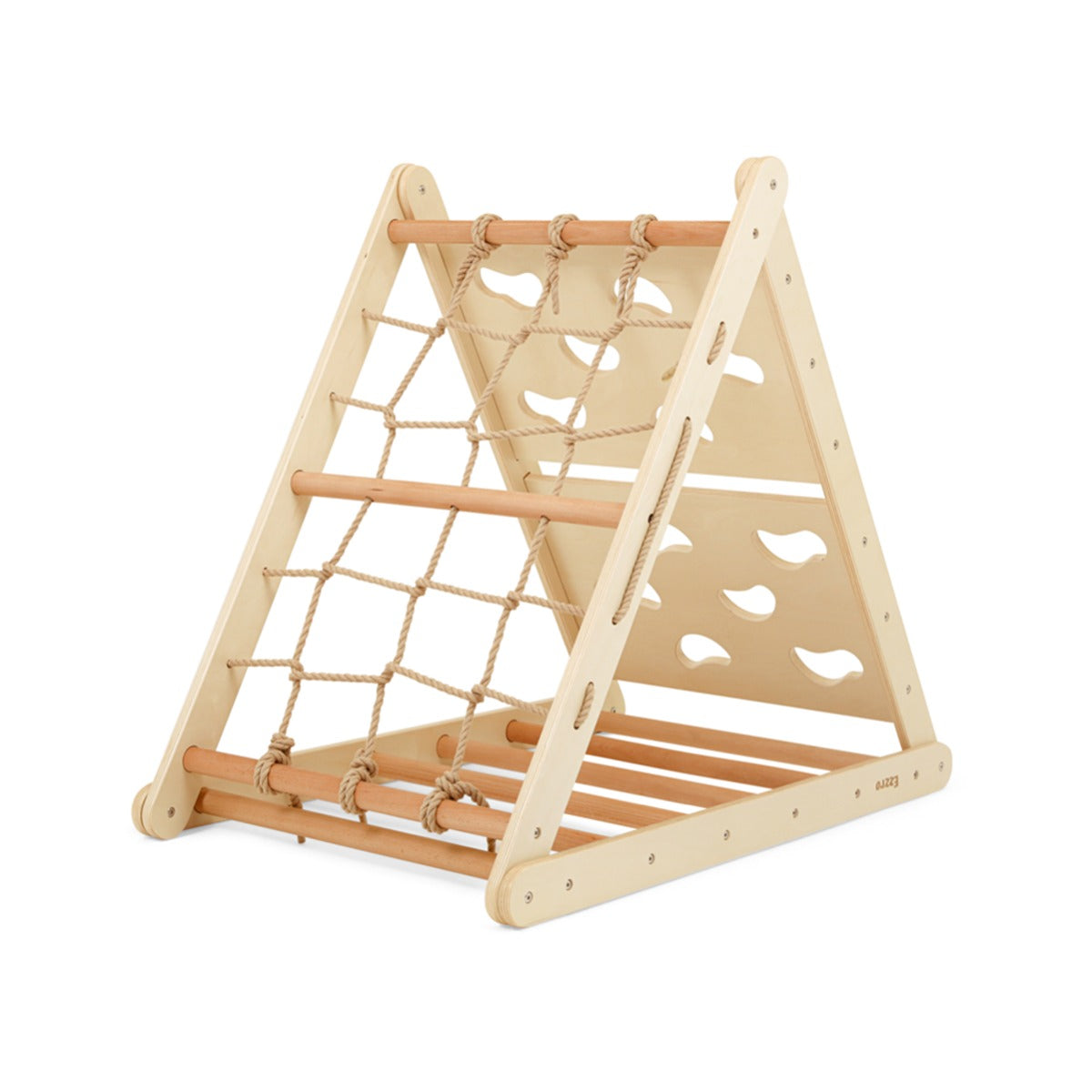 Ezzro Ezzro Triple Climbing Triangle Pikler w/ Rock Ramp /Slide - Natural