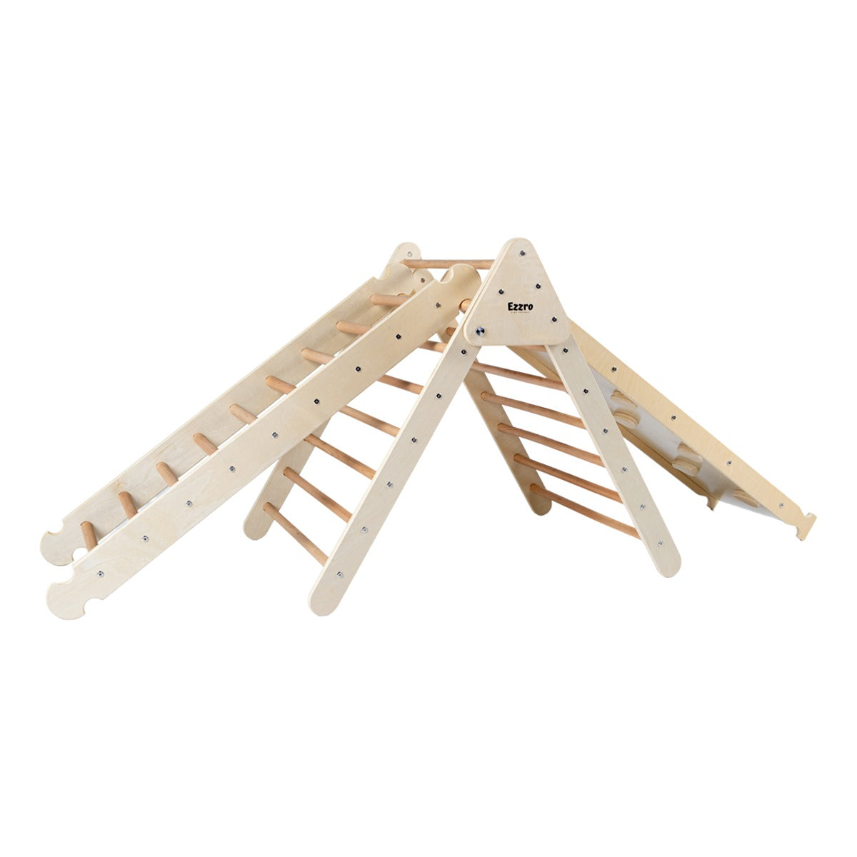 Ezzro Natural Climbing Pikler with Ladder & Ramp Slide - Large