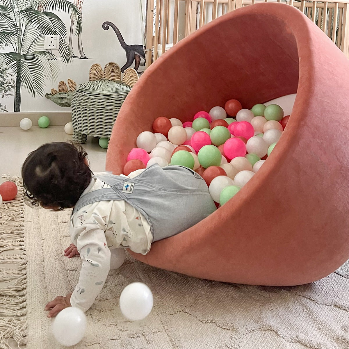 Ezzro Round Ball Pit - Velvet Marsala - 90X40 W100 Balls (White, Light Grey, Black)