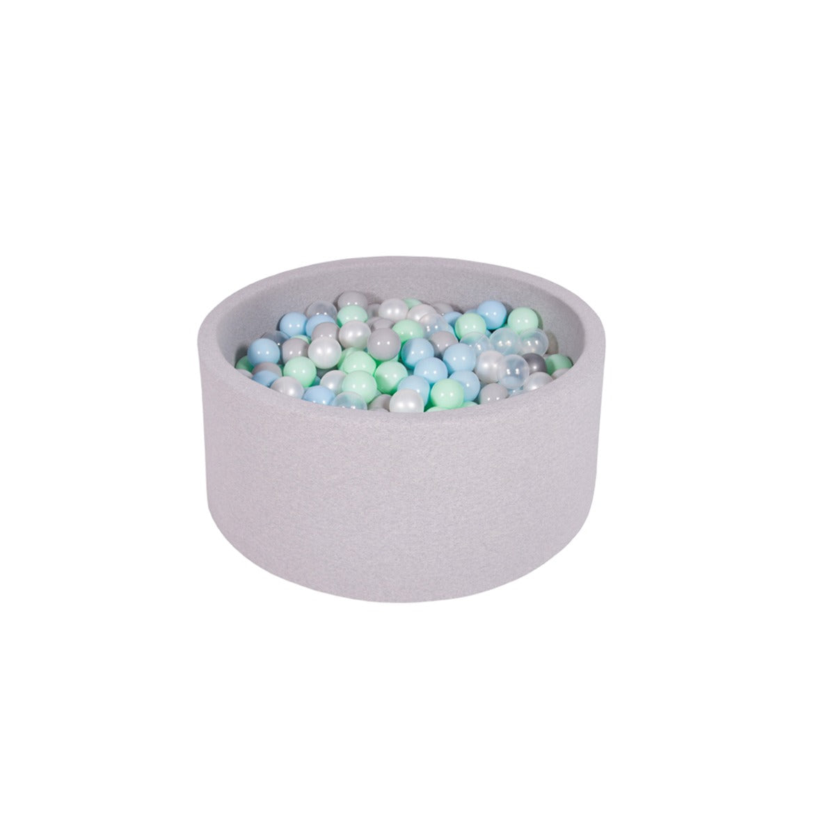 Ezzro Round Ball Pit- Grey Melange -  100X40 W600 Balls (Light Grey, Pearl, Baby Blue, Lime)