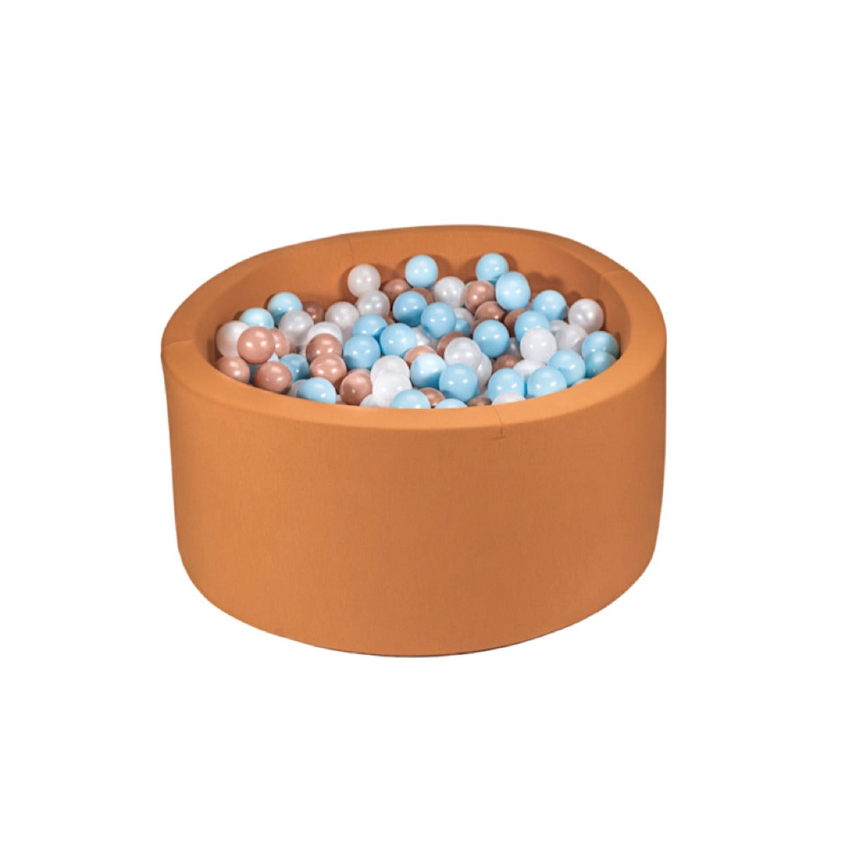 Ezzro Round Ball Pit - Saddle Brown - 100X40 W600 Balls (Pearl, White, Baby Blue, Golden)