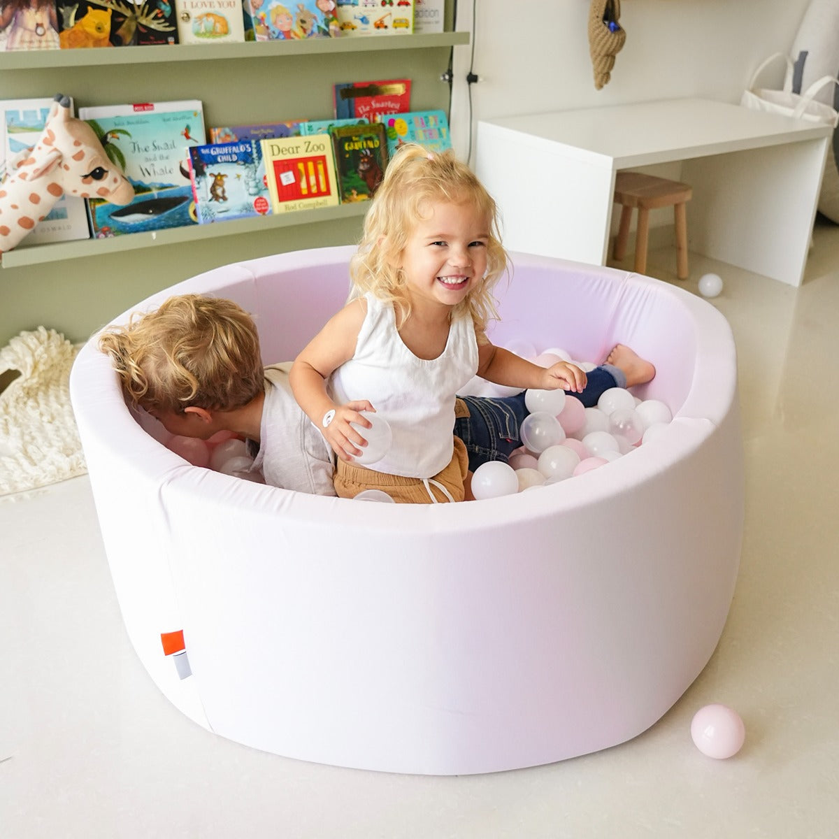 Ezzro Ezzro - Light Pink - 120x50 - Round Ball Pit - With 400 Balls (Baby Pink, White)