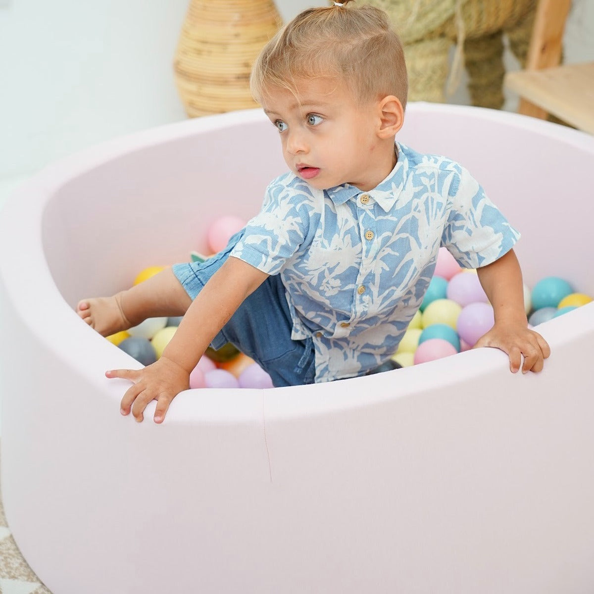 Ezzro Ezzro - Light Pink - 120x50 - Round Ball Pit - With 400 Balls (Baby Pink, White)