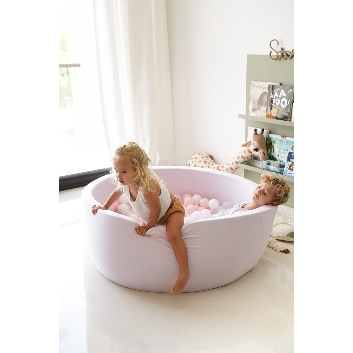 Ezzro Ezzro - Light Pink - 120x50 - Round Ball Pit - With 600 Balls (Light Grey, Transparent, Baby Blue, White)