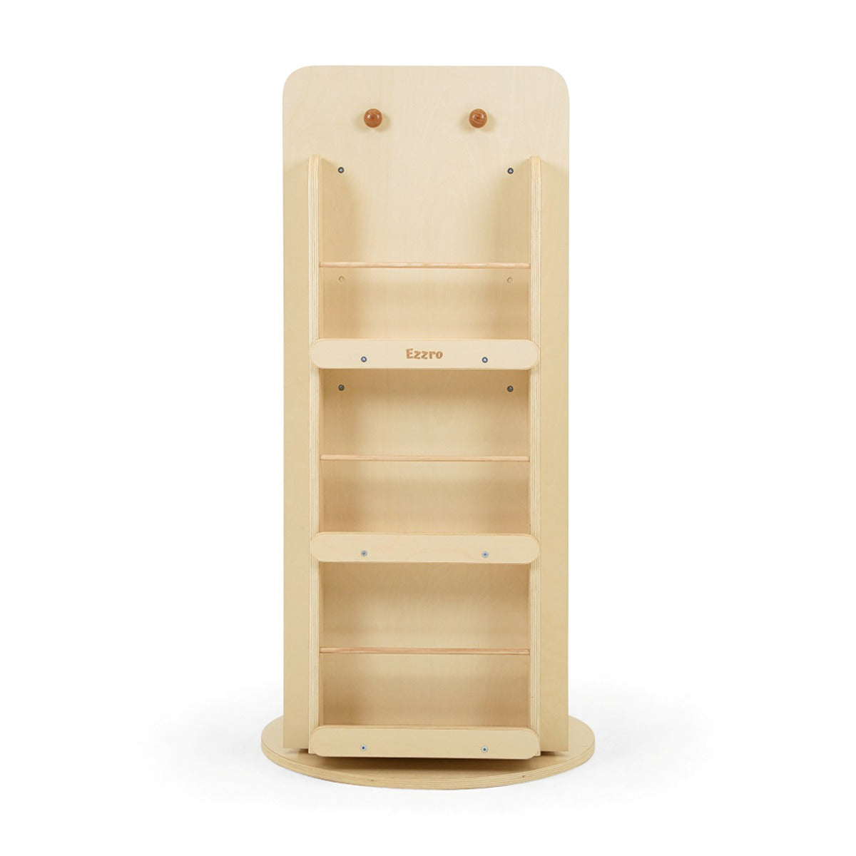Ezzro Natural Library Rotating Bookshelf and 3 Storage Boxes