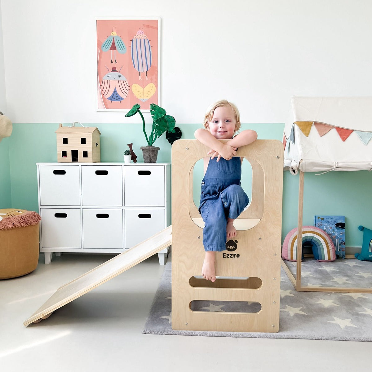 Ezzro Learning Tower with Duo Slide / chalkboard