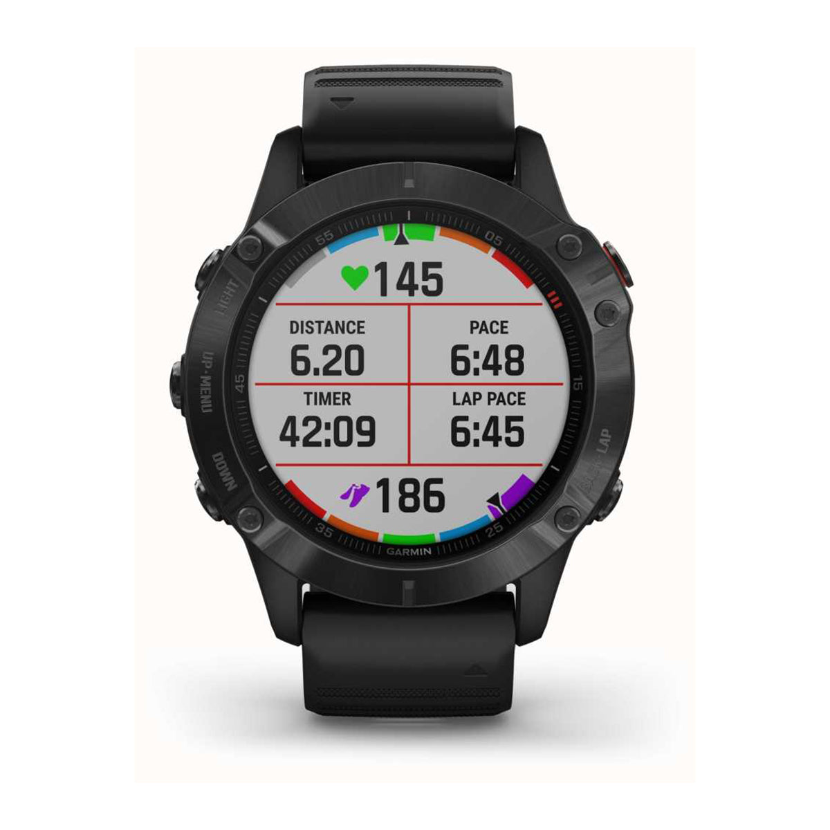 Garmin fenix 6 Pro, Ultimate Multisport GPS Watch, Features Mapping, Music, Grade-Adjusted Pace Monitoring and Pulse Ox Sensors, Black with Black Band