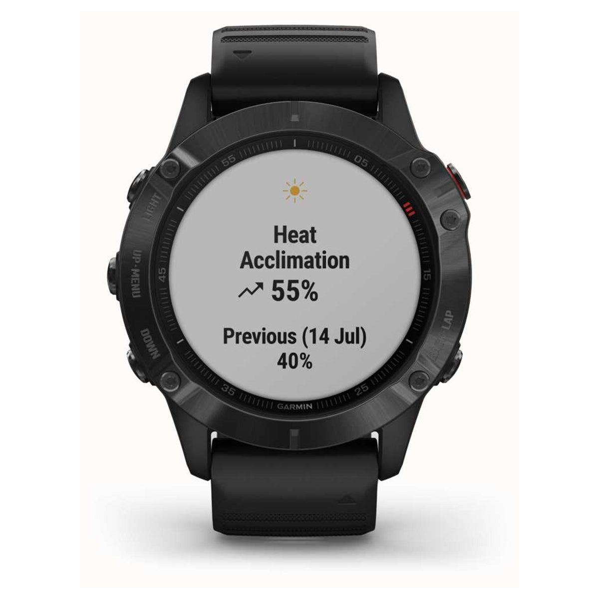 Garmin fenix 6 Pro, Ultimate Multisport GPS Watch, Features Mapping, Music, Grade-Adjusted Pace Monitoring and Pulse Ox Sensors, Black with Black Band