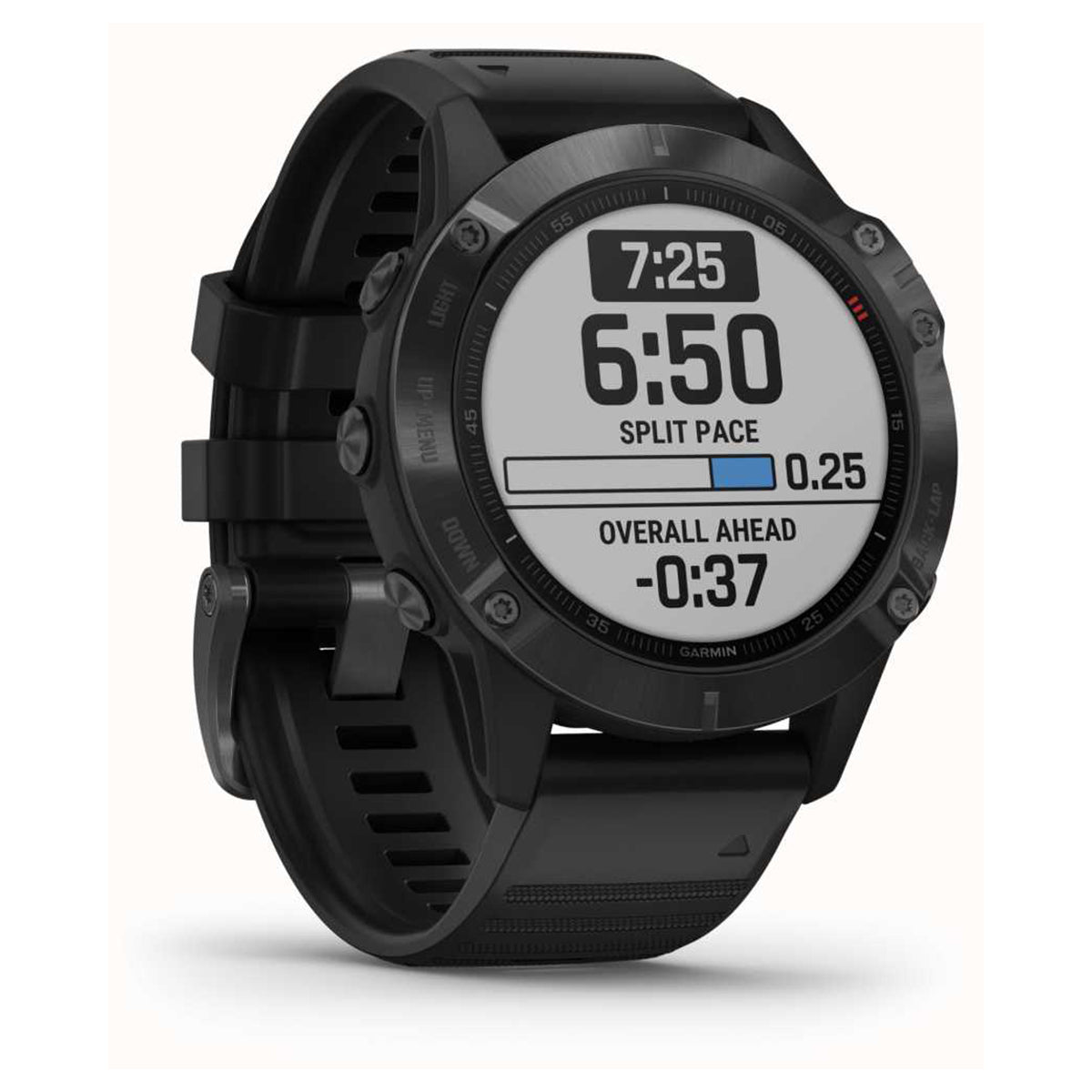 Garmin fenix 6 Pro, Ultimate Multisport GPS Watch, Features Mapping, Music, Grade-Adjusted Pace Monitoring and Pulse Ox Sensors, Black with Black Band