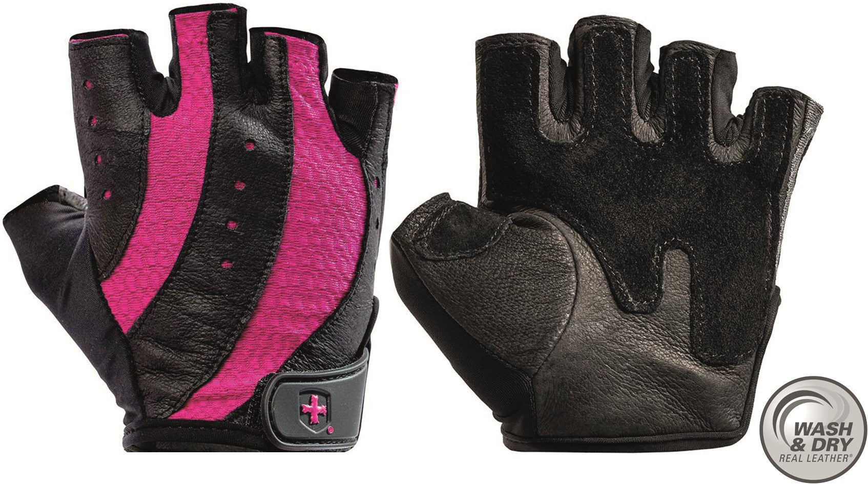 Harbinger Gym Exercise Glove Pro Wash & Dry - Black/Pink - 361491