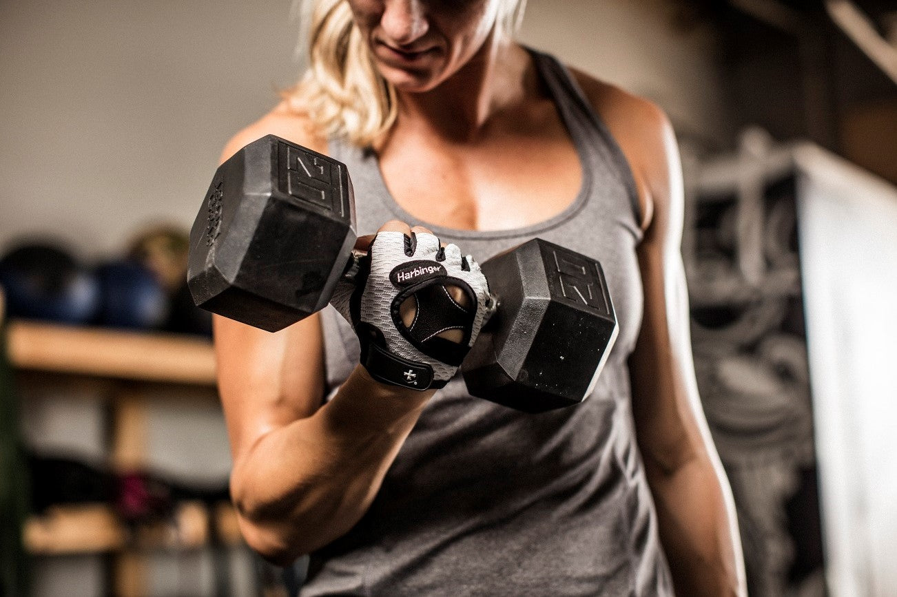 Harbinger Gym Exercise Glove Flexfit Wash & Dry Antimicrobial Treated Glove - White - 361521