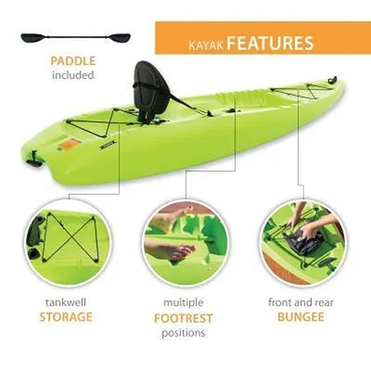 Lifetime Kayak, SOT, Hydros Angler, 101", Lime Green