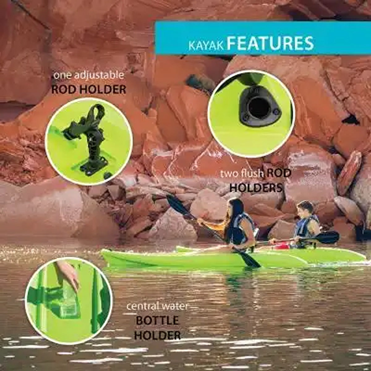 Lifetime Kayak, SOT, Hydros Angler, 101", Lime Green