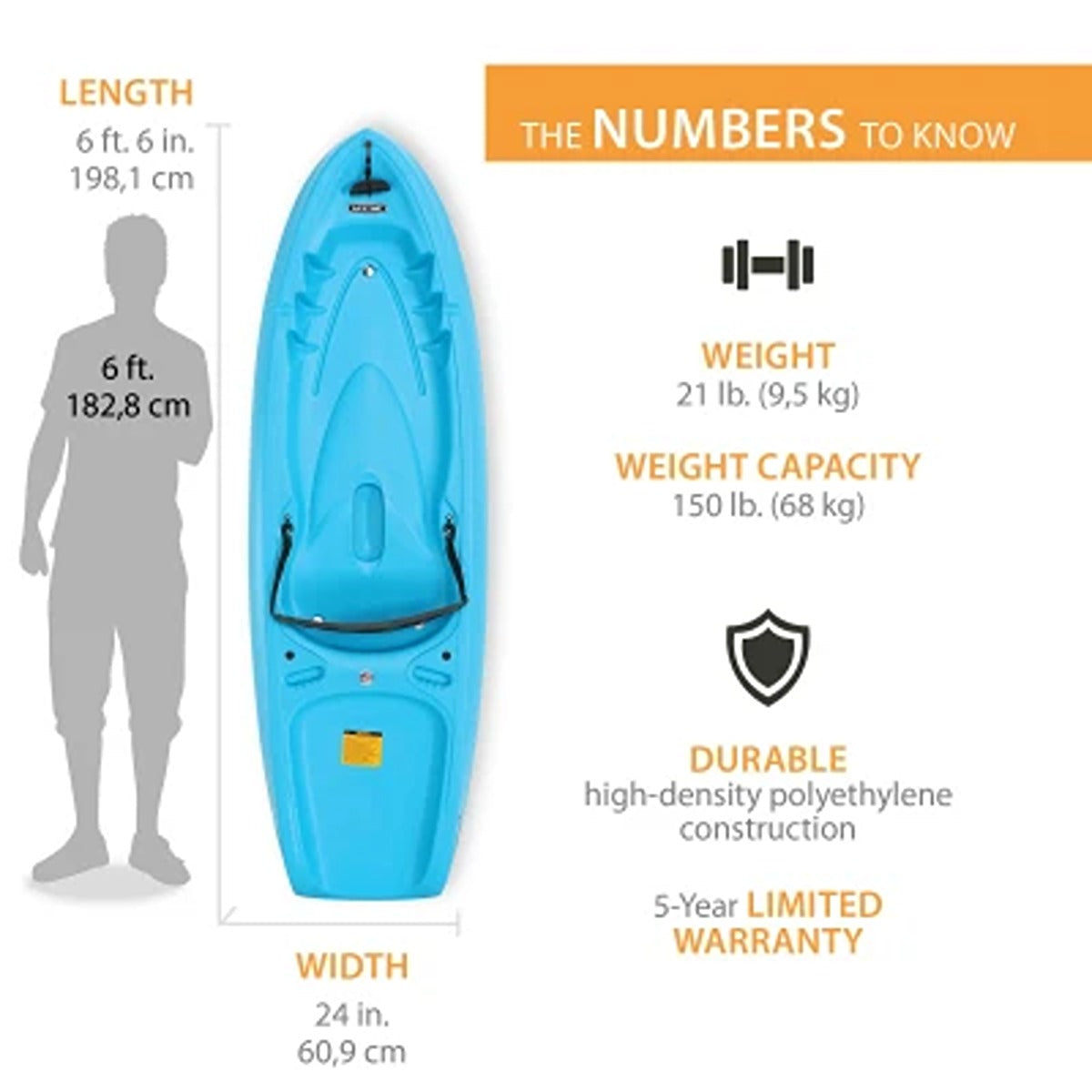 Lifetime Kayak, SOT, Dash 66, 78", Glacier Blue