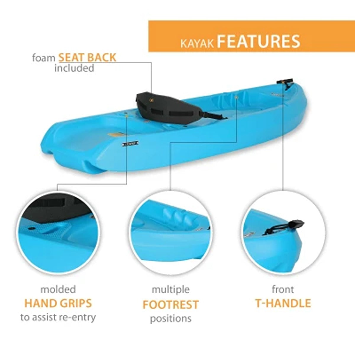 Lifetime Kayak, SOT, Dash 66, 78", Glacier Blue