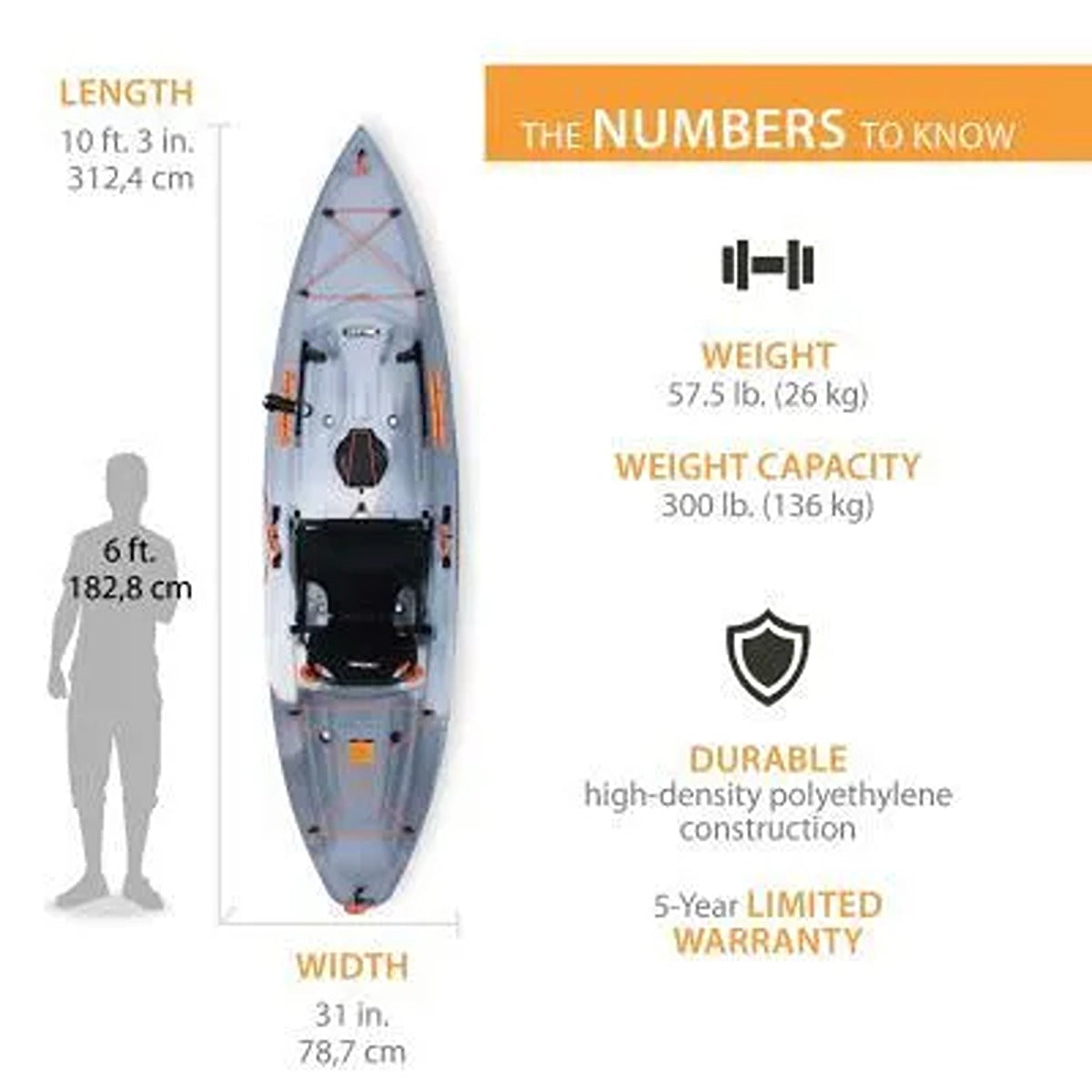 Lifetime Kayak, SOT, Tamarack Pro Angler, 10"3", Eclipse Fusion 91058