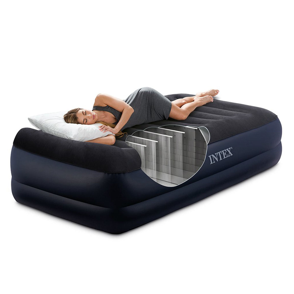 Intex Durabeam Twin Pillow Rest Airbed W/E.Pump(99X191X42)