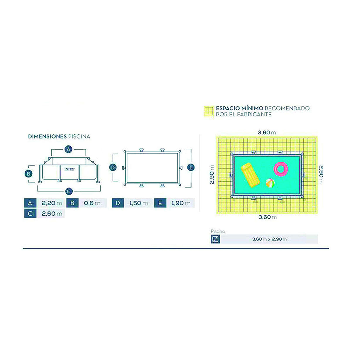 Intex Rect.Frame only Pool W/O Pump(2.2X1.5X.6)