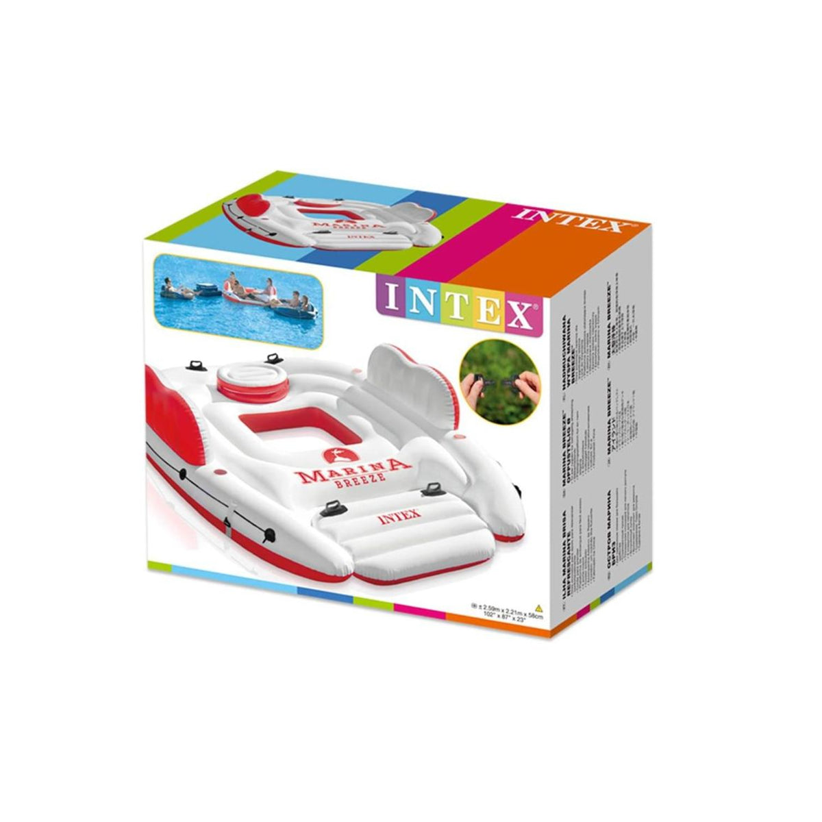Intex Inflatable Marina Breeze Island Lake Raft with Built-In Cooler