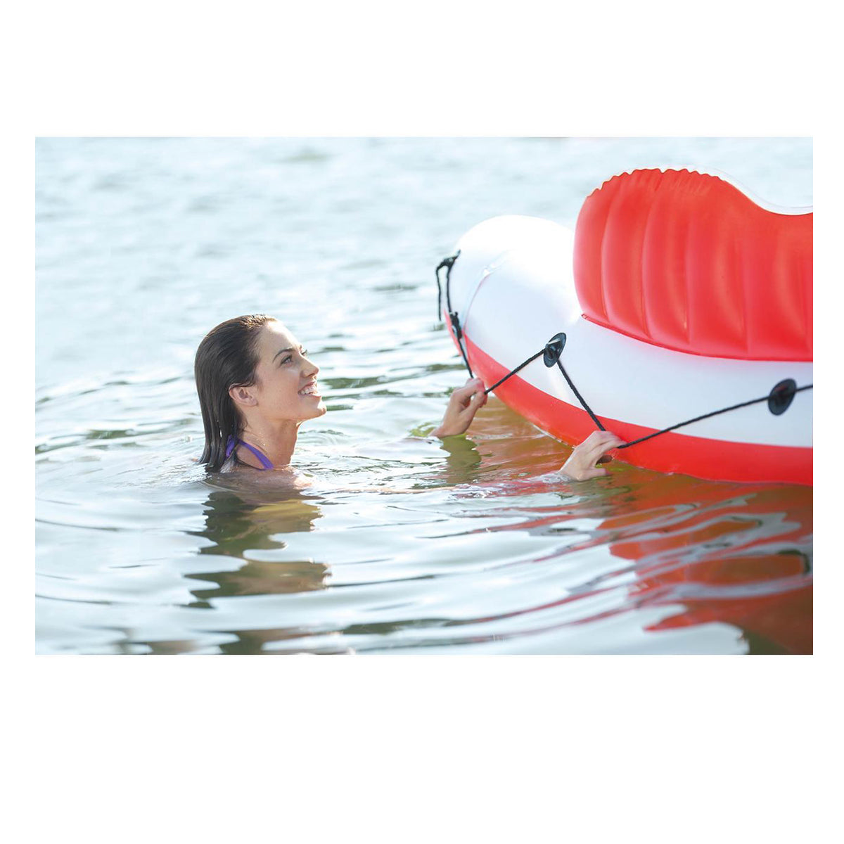 Intex Inflatable Marina Breeze Island Lake Raft with Built-In Cooler