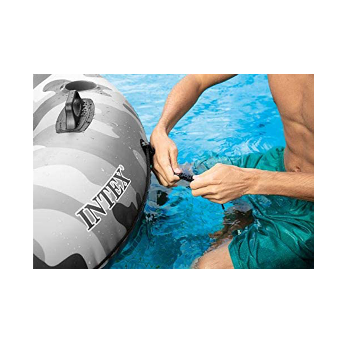 Intex Inflatable Camo River Run Swim Wheel 135CM