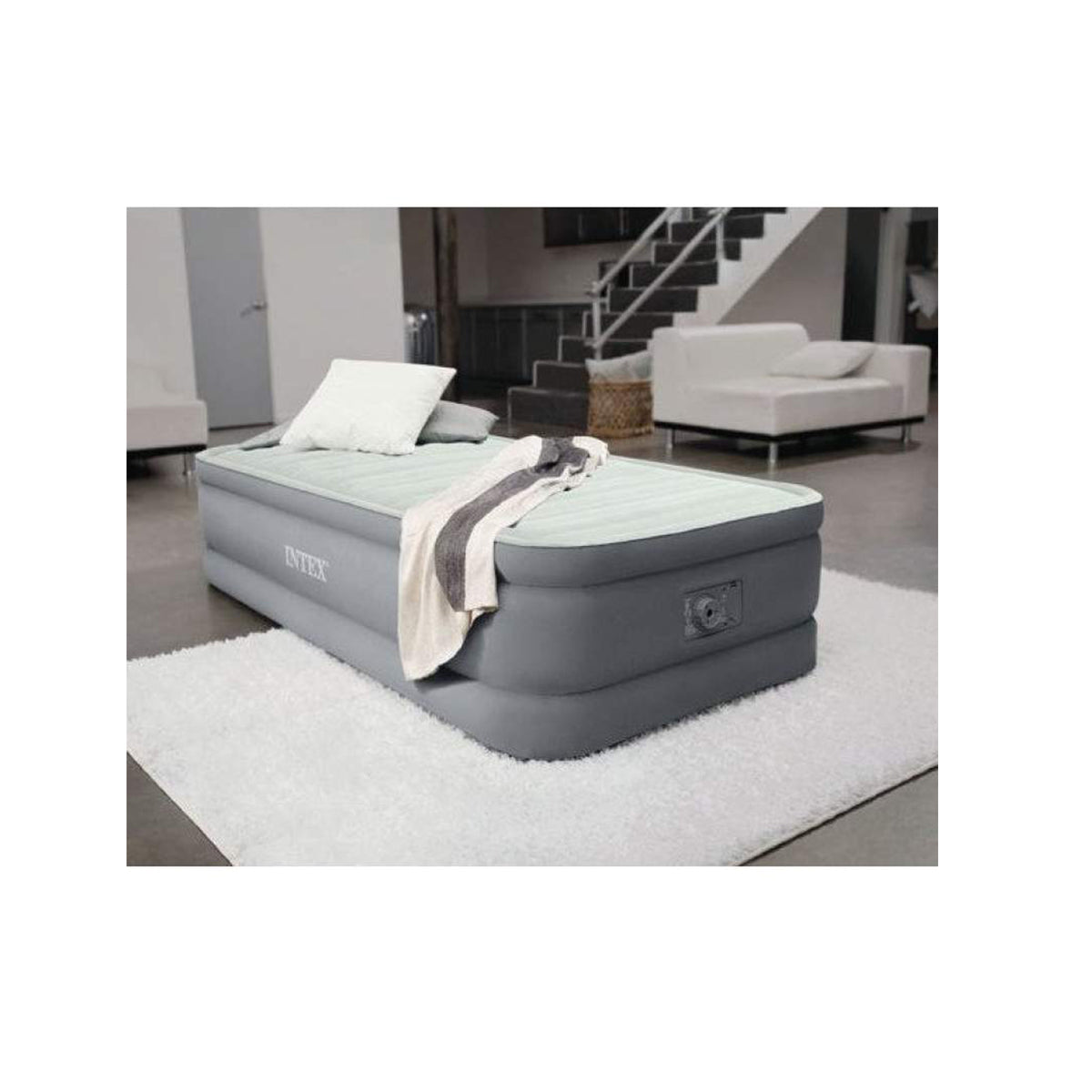 Intex Luxury Premium Vinyl Raised Mattress With Built In Electric Pump