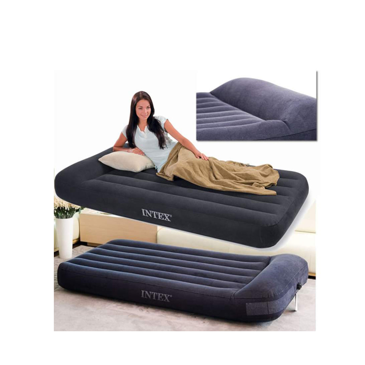 Intex Inflatable Bed Mattress With Inner Pillows