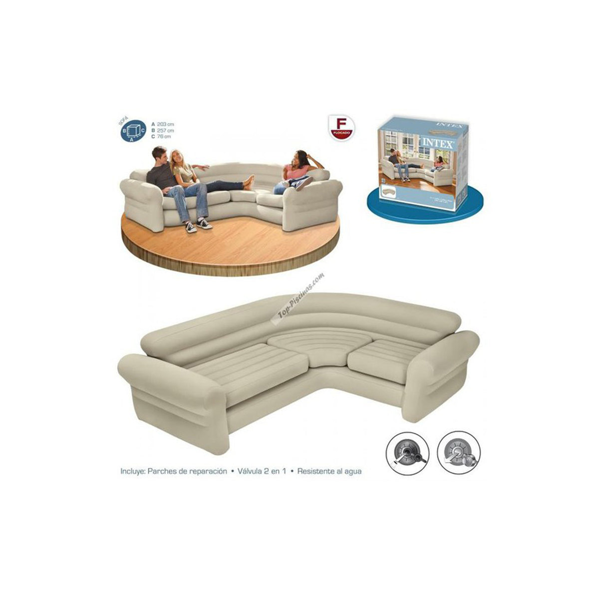 Intex Inflatable Corner Sofa for Indoor Use with Arm Rest