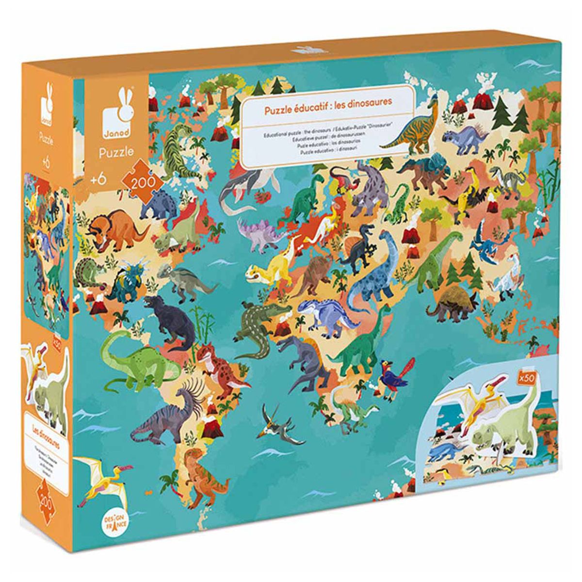 Jurato Janod - Puzzle Educational Dinosaur 200Pcs