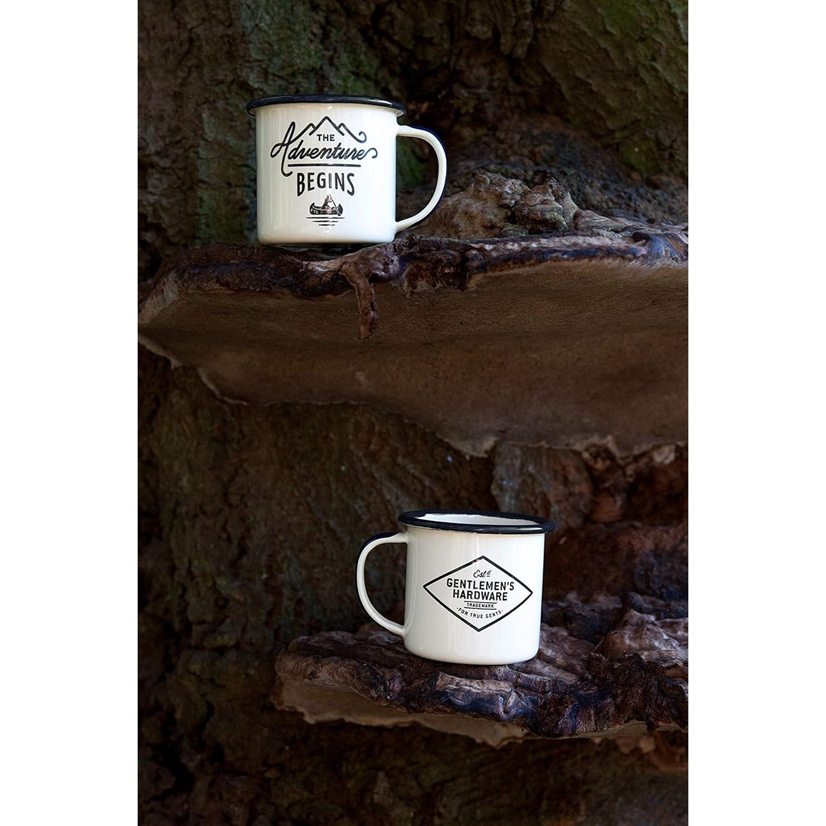 Gentlmens Hardware Enamel Espresso Set -  cream body blue rim