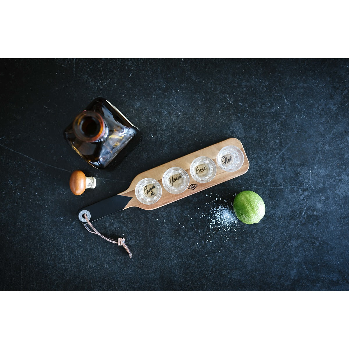 Gentlmens Hardware Serving Paddle & Shot Glasses